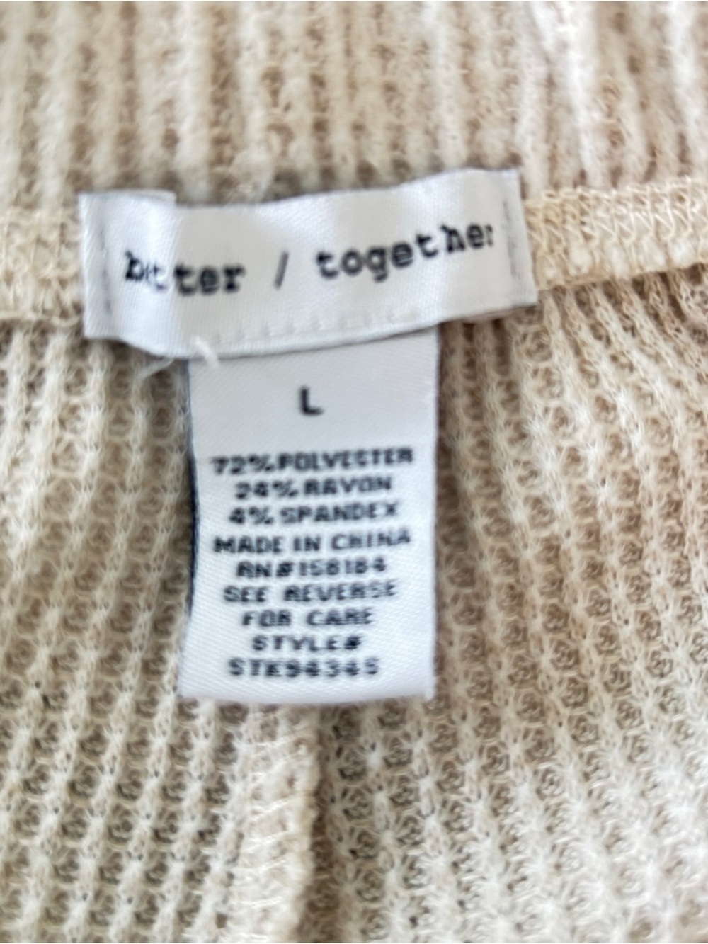 Better / Together Set Pants and Top Lounge Wear Cream Knit Women's size Large - Picture 6 of 14